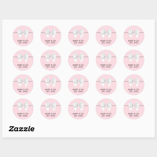 Elegante roze Tiffany-thema babyfeestje Ronde Sticker (Vel)