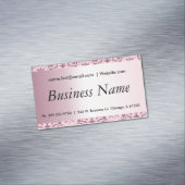Elegante roze Toermalijn Damask Magnetisch Visitekaartje (Voorbeeld)
