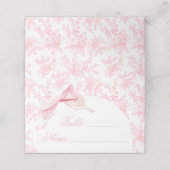 Elegante Roze Toile Bloemen Bow Tafelnummers Tent Plaatskaartje (Buitenkant ongevouwen)