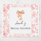 Elegante Roze Toile Bloemige Bruiloftsdiner Brunch Sparkling Wijnetiket (Enkel label)