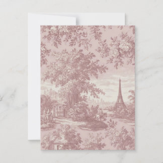 Elegante roze Toile de Jouy Franse Country Scene Briefkaart