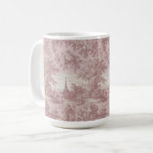 Elegante roze Toile de Jouy Franse Country Scene Koffiemok (Voorkant links)