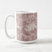 Elegante roze Toile de Jouy Franse Country Scene Koffiemok (Links)