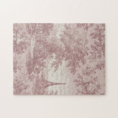 Elegante roze Toile de Jouy Franse Country Scene Legpuzzel (Horizontaal)
