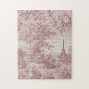 Elegante roze Toile de Jouy Franse Country Scene Legpuzzel