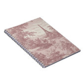 Elegante roze Toile de Jouy Franse Country Scene Notitieboek (Rechterzijde)