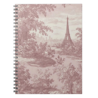 Elegante roze Toile de Jouy Franse Country Scene Notitieboek