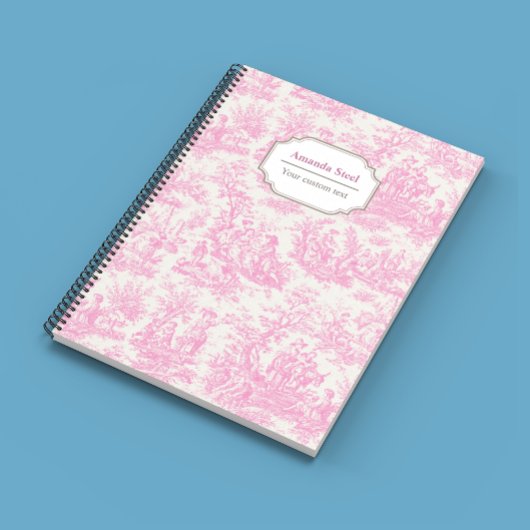 Elegante  roze toile de jouy klein notitieboek