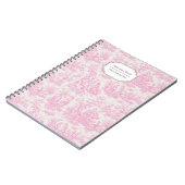Elegante  roze toile de jouy klein notitieboek (Linkerzijde)