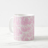 Elegante roze toile de jouy koffiemok (Voorkant links)
