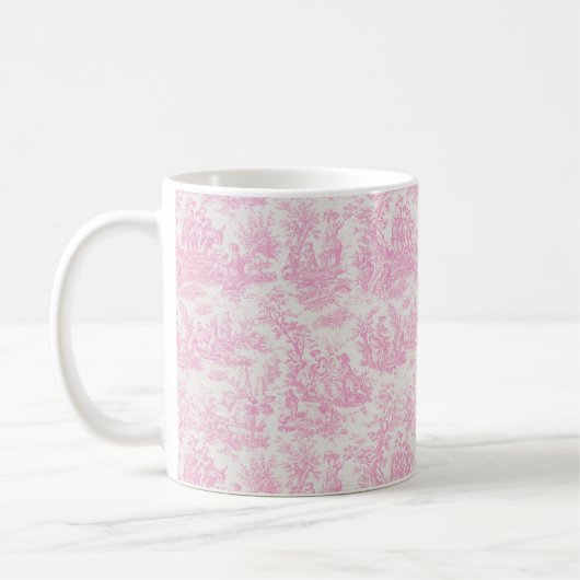 Elegante  roze toile de jouy koffiemok (Links)