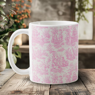 Elegante  roze toile de jouy koffiemok