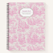 Elegante  roze toile de jouy notitieboek (Voorkant)