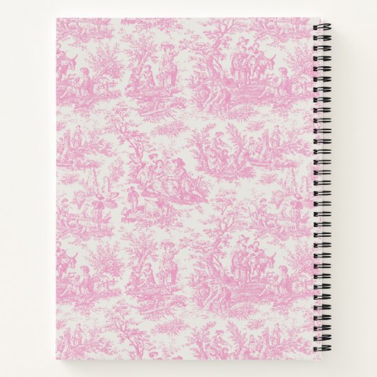 Elegante  roze toile de jouy notitieboek (Achterkant)