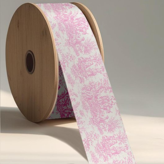 Elegante roze toile de jouy satijnen lint