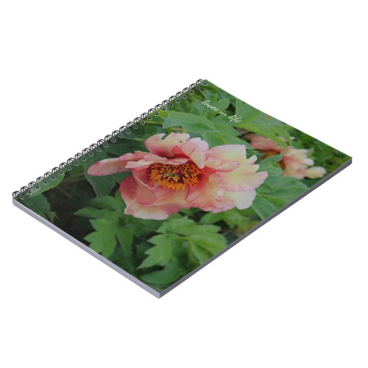 Elegante roze toon pioen notitieboek (Linkerzijde)