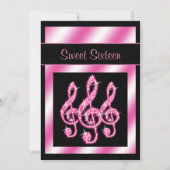 Elegante,  roze Treble Clefs Sweet 16 Kaart (Voorkant)