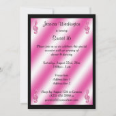 Elegante,  roze Treble Clefs Sweet 16 Kaart (Achterkant)