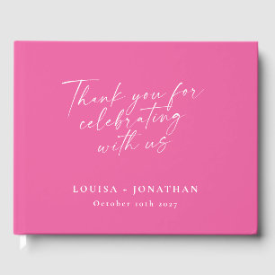 Elegante Roze Trendy Script Aangepaste Dank Je Gastenboek