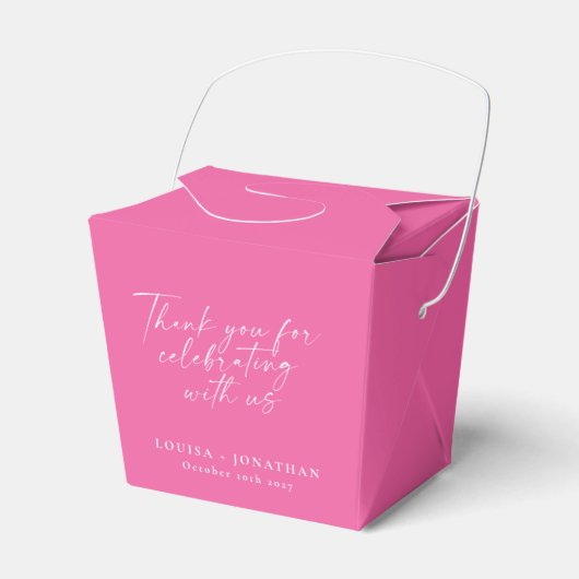 Elegante Roze Trendy Script Custom Bedankt Bedankdoosjes (Voorkant Zijde)