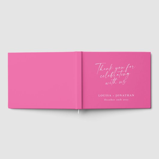 Elegante Roze Trendy Script Custom Bedankt Gastenboek (Volledig)