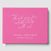 Elegante Roze Trendy Script Custom Bedankt Gastenboek (Voorkant)