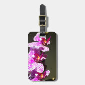 Elegante roze tropische bloemen orchideeën bagagelabel (Voorkant verticaal)