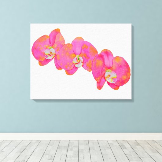 Elegante roze tropische bloemenbloem waterverf flo canvas afdruk (Insitu (Houten vloer))