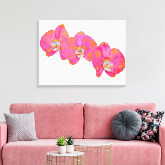 Elegante roze tropische bloemenbloem waterverf flo canvas afdruk (Insitu (Woonkamer))