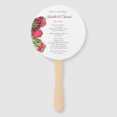 Elegante Roze Tropische Proteas Huwelijksceremonie Handwaaier (Voorkant)