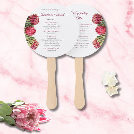 Elegante Roze Tropische Proteas Trouwceremonie Handwaaier