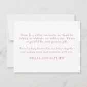 Elegante roze trouw bedankkaart (Achterkant)