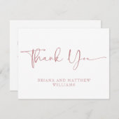 Elegante roze trouw bedankkaart (Voorkant / Achterkant)