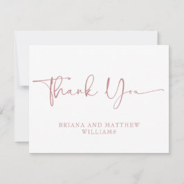 Elegante roze trouw bedankkaart