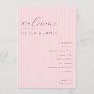 Elegante Roze Trouwceremonie Programmakaart