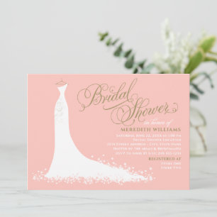 Elegante Roze Trouwjurk Bruidsfeest Kaart