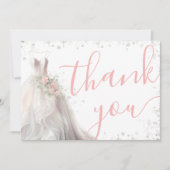 Elegante Roze Trouwjurk Bruidsmeisjesfeest Bedankkaart (Voorkant)