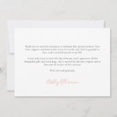 Elegante Roze Trouwjurk Bruidsmeisjesfeest Bedankkaart (Achterkant)