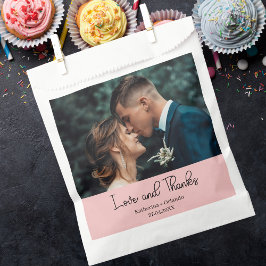 Elegante Roze Trouwliefde en Dank Foto Bedankzakje