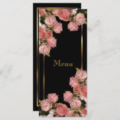 Elegante Roze Trouwrozen - Menu (Voorkant / Achterkant)