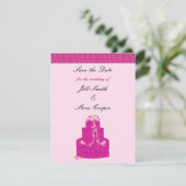 Elegante Roze Trouwtaart Save the Date (Staand voorkant)