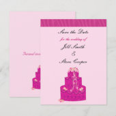 Elegante Roze Trouwtaart Save the Date (Voorkant / Achterkant)