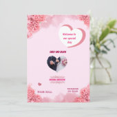 Elegante roze trouwuitnodiging (Staand voorkant)
