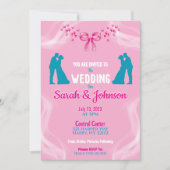 Elegante Roze Trouwuitnodiging Kaart (Voorkant)