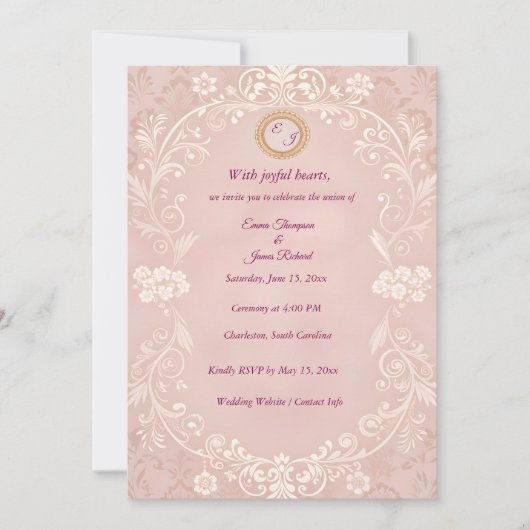 Elegante Roze Trouwuitnodiging Save The Date (Voorkant)