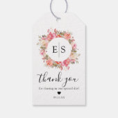 Elegante roze tuin bloemenbruiloft gunst cadeaulabel (Achterkant)