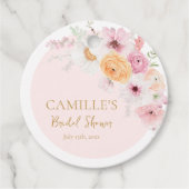 Elegante Roze Tuin Bruidsborrel Bedankjes Labels (Voorkant)