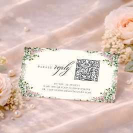 Elegante Roze Tuin Bruiloft QR code RSVP Kaart
