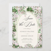 Elegante Roze Tuin Bruiloft Save The Date (Voorkant)