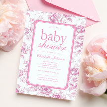 Elegante Roze Tuin Chinoiserie Baby Shower